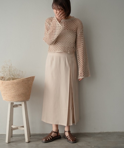 Ambre Ciel（アンブルシエル）の「タックナロースリットスカート／【WEB/EC限定商品】（スカート・レディース・ブラック/アイボリー・FREE）」の9枚目の写真