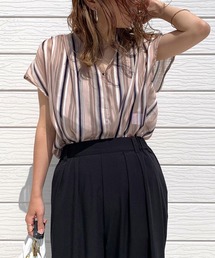 Q | ラメストライプスキッパーシャツ(シャツ/ブラウス)