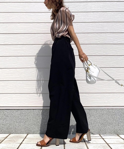 Q（キュー）の「ラメストライプスキッパーシャツ（シャツ/ブラウス・レディース・ベージュ系/ブルー系・MEDIUM）」の9枚目の写真