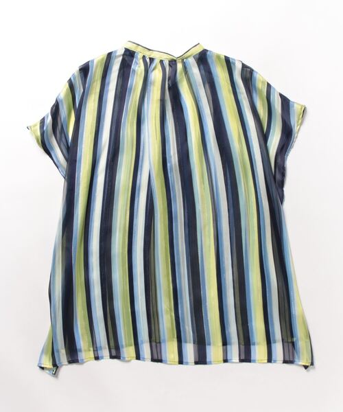 Q（キュー）の「ラメストライプスキッパーシャツ（シャツ/ブラウス・レディース・ベージュ系/ブルー系・MEDIUM）」の5枚目の写真