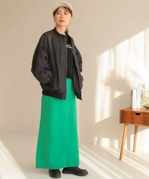 Social GIRL（ソーシャルガール）の「バックスリット ニット ロングスカート Aラインスカート（スカート・レディース・ブラック/オフホワイト/グリーン/チェリーレッド/キナリ・M）」の17枚目の写真