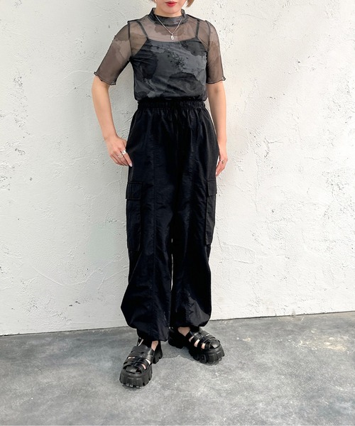 apres jour mignon（アプレジュールミニョン）の「オリジナルシアー柄トップス【ZOZOTOWN限定アイテム】（Tシャツ/カットソー・レディース・ブルー/ブラウン系その他/ブラック・フリー/X-LARGE）」の12枚目の写真