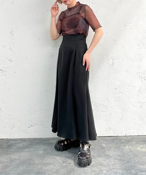 apres jour mignon（アプレジュールミニョン）の「オリジナルシアー柄トップス【ZOZOTOWN限定アイテム】（Tシャツ/カットソー・レディース・ブルー/ブラウン系その他/ブラック・フリー/X-LARGE）」の17枚目の写真
