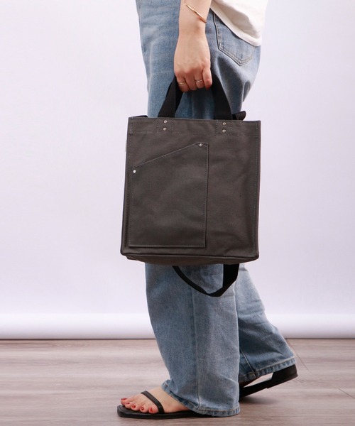 ROOTOTE(ルートート)の「ROOTOTE スクエアキャンバス2WAYミニトートバッグ(トートバッグ・メンズ・ブルー/セージグリーン/ダークグレー・FREE)」の12枚目の写真