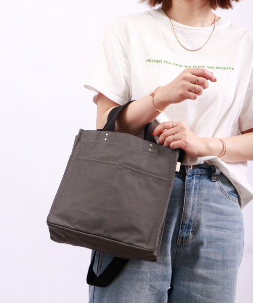 ROOTOTE(ルートート)の「ROOTOTE スクエアキャンバス2WAYミニトートバッグ(トートバッグ・メンズ・ブルー/セージグリーン/ダークグレー・FREE)」の9枚目の写真