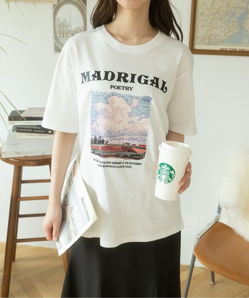 Ada.(エイダ)の「イラストプリントTシャツ(Tシャツ/カットソー・レディース・ブラック/ホワイト・FREE)」の4枚目の写真
