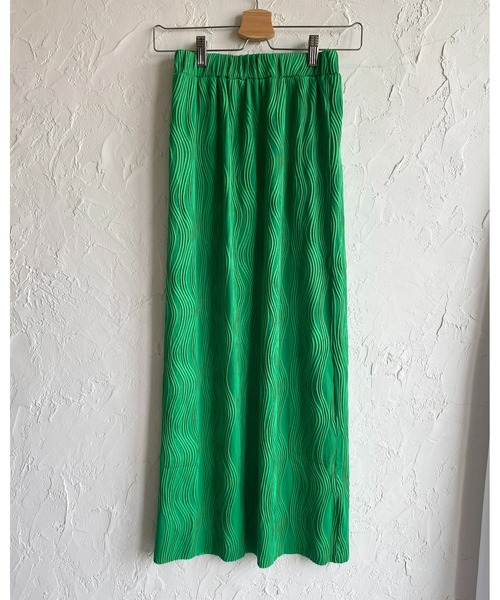 She's Closet(シーズクローゼット)の「セルフカットウェーブ柄Iラインハイウエストプリーツロングスカート(スカート・レディース・グリーン/ブラック・FREE)」の11枚目の写真