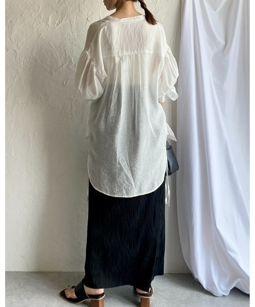 She's Closet(シーズクローゼット)の「セルフカットウェーブ柄Iラインハイウエストプリーツロングスカート(スカート・レディース・グリーン/ブラック・FREE)」の20枚目の写真