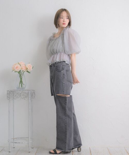 ☆即購入可能です☆パールバルーンスリーブBL ブラウス　ブラック ☆即購入可能です☆パールバルーンスリーブBL ブラウス ブラック