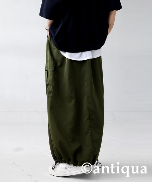 antiqua（アンティカ）の「ドロスト紐付きナイロンカーゴスカート（スカート・レディース・カーキ/ブラック/グレー・FREE）」の14枚目の写真