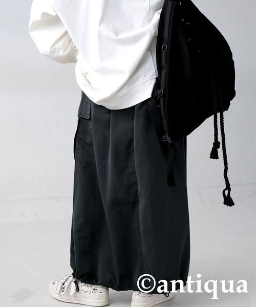 antiqua（アンティカ）の「ドロスト紐付きナイロンカーゴスカート（スカート・レディース・カーキ/ブラック/グレー・FREE）」の7枚目の写真