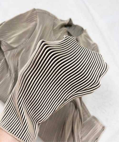Meli rich(メリーリッチ)の「リップルプリーツハイネック(Tシャツ/カットソー・レディース・ブラック/チャコールグレー/アイボリー/グレイッシュベージュ/ダークグリーン・MEDIUM)」の17枚目の写真