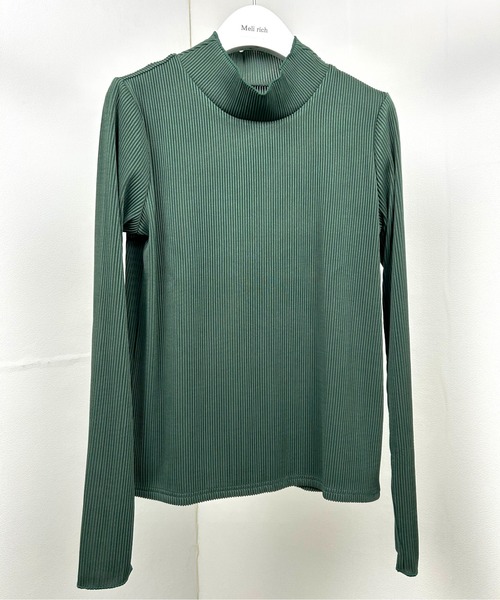 Meli rich(メリーリッチ)の「リップルプリーツハイネック(Tシャツ/カットソー・レディース・ブラック/チャコールグレー/アイボリー/グレイッシュベージュ/ダークグリーン・MEDIUM)」の19枚目の写真