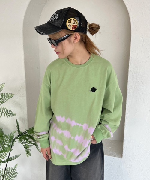 sedacle(セダクル)の「タイダイ柄ロンT(Tシャツ/カットソー・メンズ・グリーン/ネイビー・MEDIUM/LARGE)」の4枚目の写真