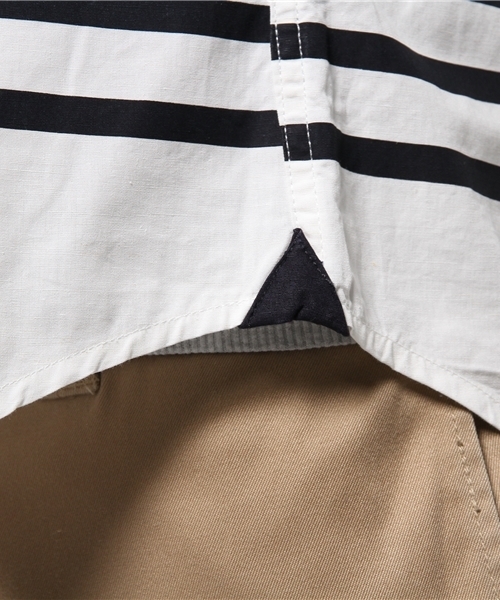 CIAOPANIC TYPY（チャオパニックティピー）の「綿麻半袖ボーダーBDシャツ（シャツ/ブラウス・メンズ・ホワイト/ネイビー・MEDIUM/LARGE/SMALL）」の11枚目の写真