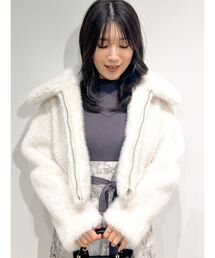 MERCURYDUO | フェイクファー襟付きクロップドショートコート(その他アウター)