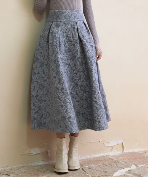 SAISON DE PAPILLON(セゾンドパピヨン)の「【お気に入り1.5万突破!】】フクレジャガードフレアハイウエストスカート(スカート・レディース・ピンクベージュ/ブラック/ブルーグレー/グレー・S/M/L)」の5枚目の写真