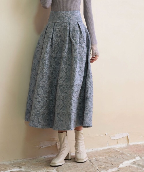 SAISON DE PAPILLON(セゾンドパピヨン)の「【お気に入り1.5万突破!】】フクレジャガードフレアハイウエストスカート(スカート・レディース・ピンクベージュ/ブラック/ブルーグレー/グレー・S/M/L)」の6枚目の写真