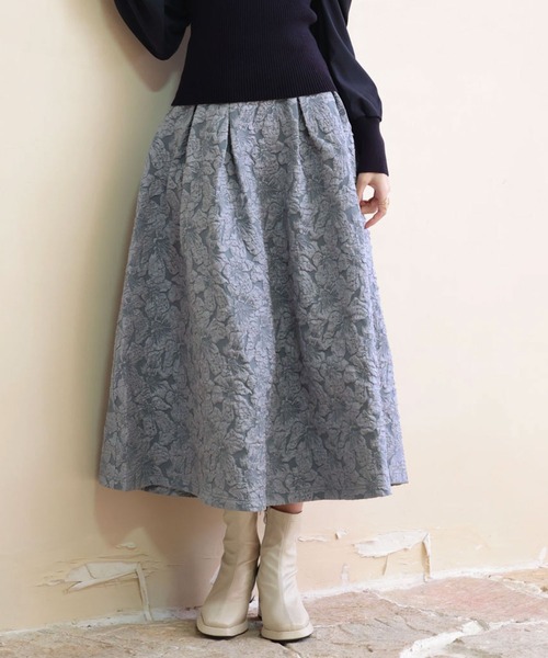 SAISON DE PAPILLON(セゾンドパピヨン)の「【お気に入り1.5万突破!】】フクレジャガードフレアハイウエストスカート(スカート・レディース・ピンクベージュ/ブラック/ブルーグレー/グレー・S/M/L)」の8枚目の写真