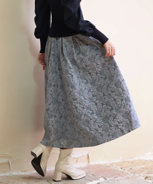 hyeon ヘヨン　グレー フレアジャガードスカート hyeon ヘヨン グレー フレアジャガードスカート hyeon ヘヨン グレー