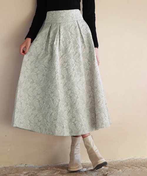 SAISON DE PAPILLON(セゾンドパピヨン)の「【お気に入り1.5万突破!】】フクレジャガードフレアハイウエストスカート(スカート・レディース・ピンクベージュ/ブラック/ブルーグレー/グレー・S/M/L)」の17枚目の写真