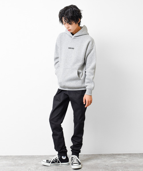 CONVERSE(コンバース)の「【裏起毛】CONVERSE 別注バックプリントフーディートレーナー(パーカー・キッズ・グレイッシュベージュ/杢グレー/ブラック・150/160/140/130)」の6枚目の写真