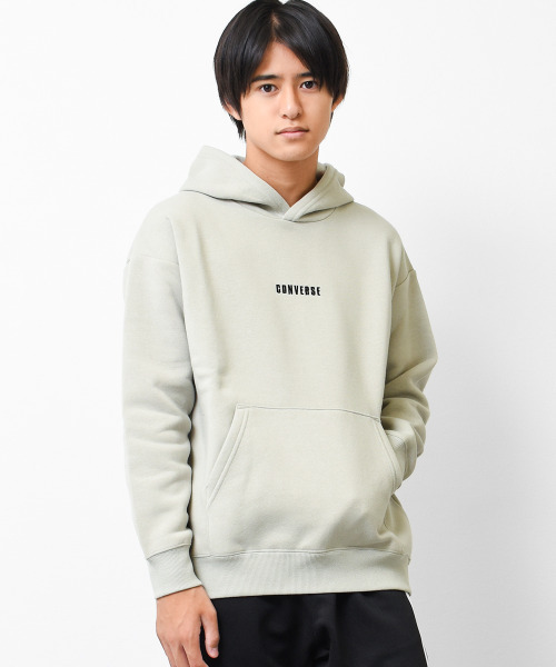 CONVERSE(コンバース)の「【裏起毛】CONVERSE 別注バックプリントフーディートレーナー(パーカー・キッズ・グレイッシュベージュ/杢グレー/ブラック・150/160/140/130)」の8枚目の写真