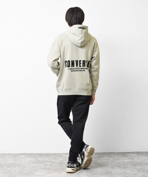 CONVERSE(コンバース)の「【裏起毛】CONVERSE 別注バックプリントフーディートレーナー(パーカー・キッズ・グレイッシュベージュ/杢グレー/ブラック・150/160/140/130)」の9枚目の写真