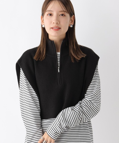 LEPSIM(レプシィム)の「7ゲージハイネックZIPケープ 907024(ニット/セーター・レディース・グレイッシュベージュ/ブラック/ブラウン/チャコールグレー・FREE)」の7枚目の写真