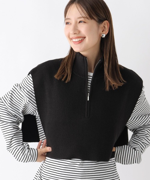 LEPSIM(レプシィム)の「7ゲージハイネックZIPケープ 907024(ニット/セーター・レディース・グレイッシュベージュ/ブラック/ブラウン/チャコールグレー・FREE)」の8枚目の写真