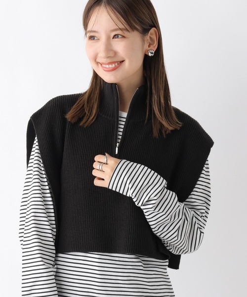 LEPSIM(レプシィム)の「7ゲージハイネックZIPケープ 907024(ニット/セーター・レディース・グレイッシュベージュ/ブラック/ブラウン/チャコールグレー・FREE)」の9枚目の写真