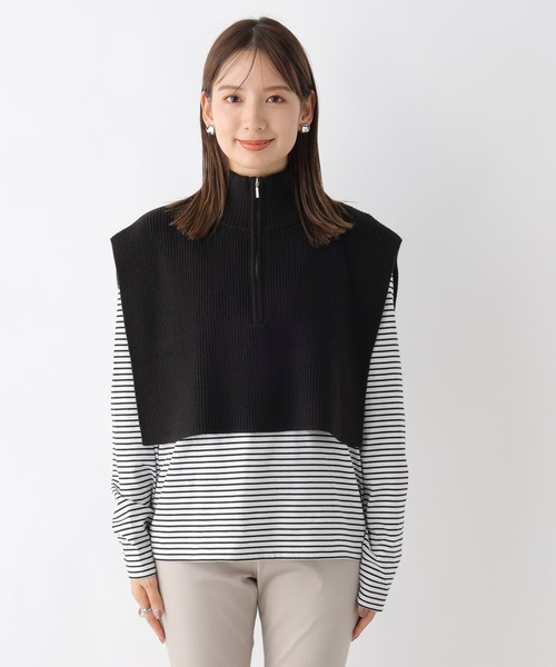 LEPSIM(レプシィム)の「7ゲージハイネックZIPケープ 907024(ニット/セーター・レディース・グレイッシュベージュ/ブラック/ブラウン/チャコールグレー・FREE)」の13枚目の写真