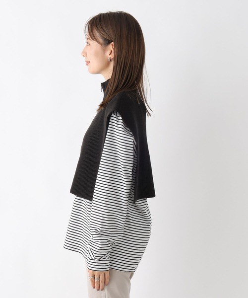 LEPSIM(レプシィム)の「7ゲージハイネックZIPケープ 907024(ニット/セーター・レディース・グレイッシュベージュ/ブラック/ブラウン/チャコールグレー・FREE)」の14枚目の写真