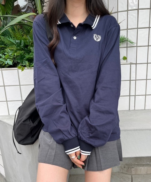 nemne store(ネンネストア)の「【低身長サイズあり】ライン入りポロシャツ(ポロシャツ・レディース・ネイビー/ライトベージュ・MEDIUM/SMALL)」の11枚目の写真