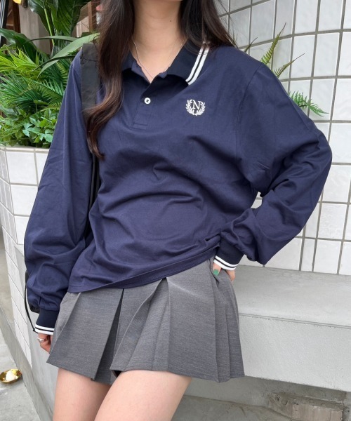 nemne store(ネンネストア)の「【低身長サイズあり】ライン入りポロシャツ(ポロシャツ・レディース・ネイビー/ライトベージュ・MEDIUM/SMALL)」の12枚目の写真