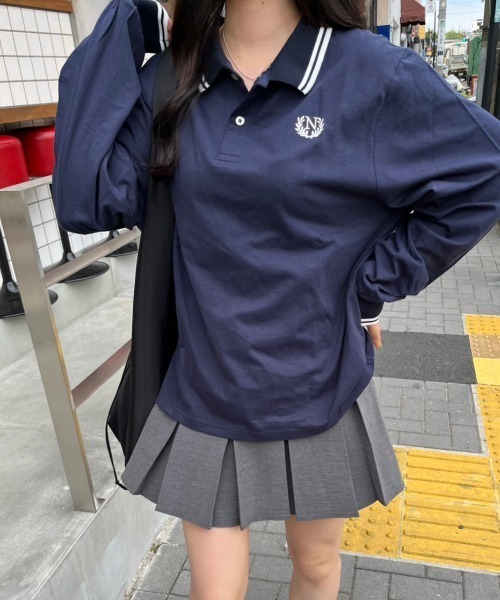 nemne store(ネンネストア)の「【低身長サイズあり】ライン入りポロシャツ(ポロシャツ・レディース・ネイビー/ライトベージュ・MEDIUM/SMALL)」の14枚目の写真