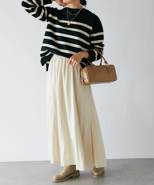 RIVE DROITE（リヴドロワ）の「イージーロングフレアスカート（スカート・レディース・ブラウン/アイボリー/サックスブルー・38/36）」の14枚目の写真