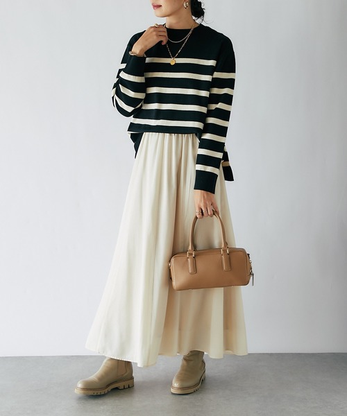 RIVE DROITE（リヴドロワ）の「イージーロングフレアスカート（スカート・レディース・ブラウン/アイボリー/サックスブルー・38/36）」の11枚目の写真