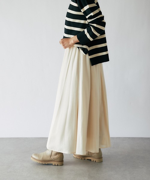 RIVE DROITE（リヴドロワ）の「イージーロングフレアスカート（スカート・レディース・ブラウン/アイボリー/サックスブルー・38/36）」の21枚目の写真