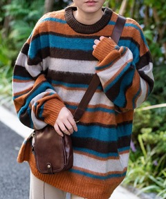 MULTI BORDER LOGO KNIT POLO TOP（Tシャツ/カットソー）｜Ameri