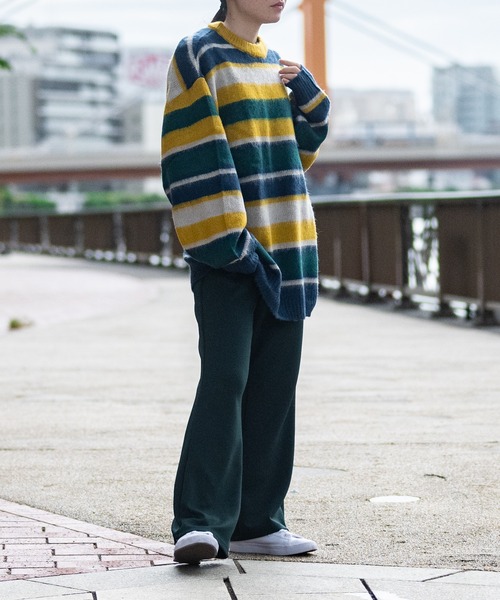 JOHN'S CLOSET(ジョンズクローゼット)の「【i】アクリルシャギー マルチボーダーニット(ニット/セーター・メンズ・イエロー/ブラウン/グリーン・MEDIUM/LARGE/X-LARGE)」の20枚目の写真
