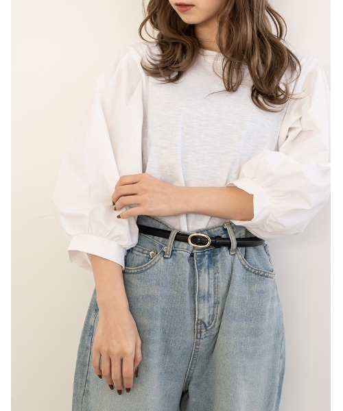 chocomee(チョコミー)の「volume sleeve cotton tops(Tシャツ/カットソー・レディース・ホワイト・FREE)」の1枚目の写真