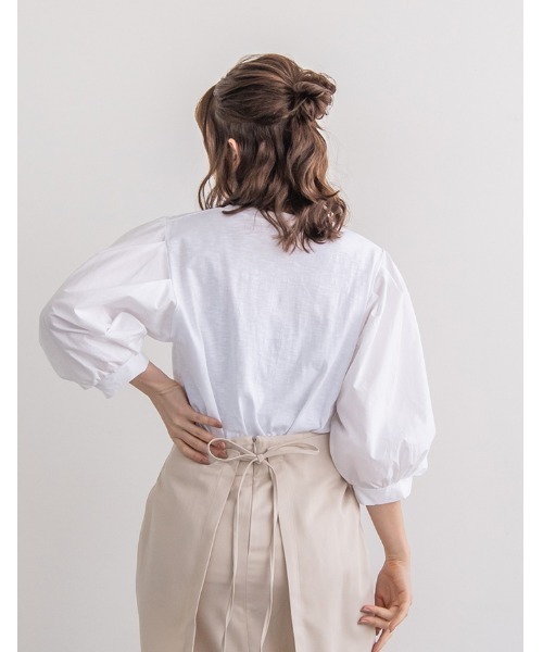 chocomee(チョコミー)の「volume sleeve cotton tops(Tシャツ/カットソー・レディース・ホワイト・FREE)」の7枚目の写真