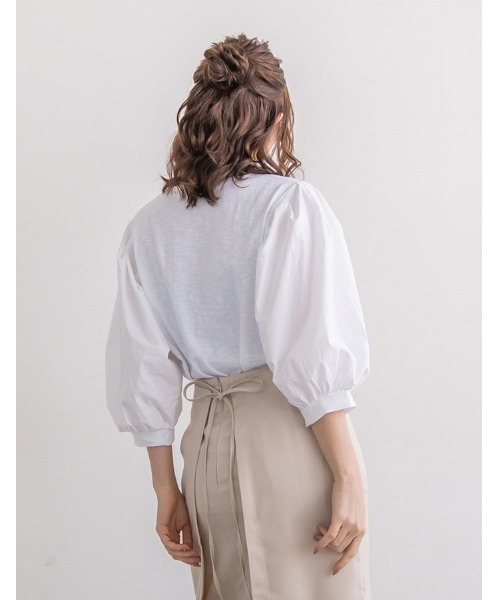 chocomee(チョコミー)の「volume sleeve cotton tops(Tシャツ/カットソー・レディース・ホワイト・FREE)」の6枚目の写真