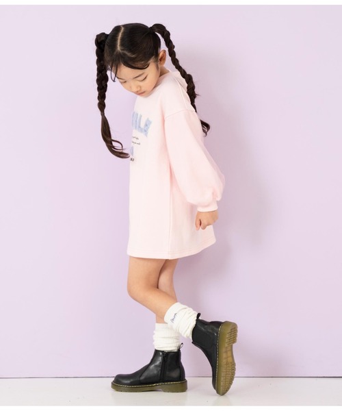 ANAP kids（アナップキッズ）の「ファーワッペンチュール袖裏毛スウェットワンピース（ワンピース・キッズ・ブラック/ピンク/サックスブルー・110cm/120cm/130cm/100cm）」の18枚目の写真