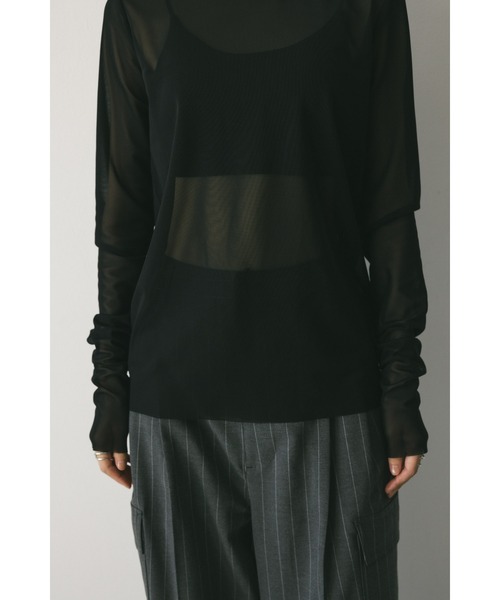 STYLEMIXER(スタイルミキサー)の「チュールハイネックトップ(Tシャツ/カットソー・レディース・アイボリー/ミント/ブラック・FREE)」の16枚目の写真