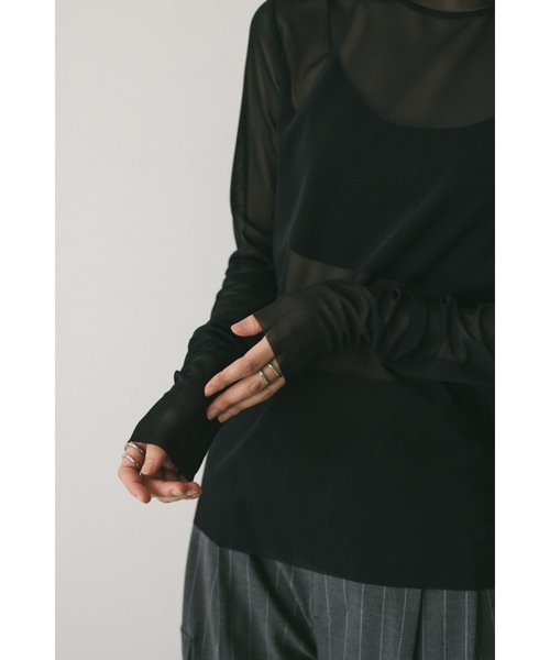 STYLEMIXER(スタイルミキサー)の「チュールハイネックトップ(Tシャツ/カットソー・レディース・アイボリー/ミント/ブラック・FREE)」の17枚目の写真