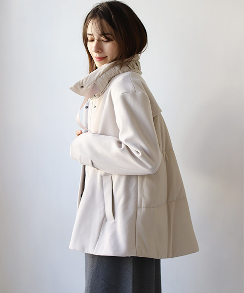 REAL CUBE（リアルキューブ）の「グログランリボン切替えカポックコート（その他アウター・レディース・アイボリー・FREE）」の2枚目の写真