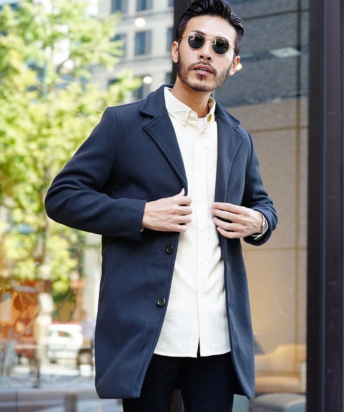 jiggys shop（ジギーズショップ）の「ウール混シングルコート チェスターコート（チェスターコート・メンズ・ネイビー/ブラック/ベージュ・MEDIUM/LARGE/X-LARGE）」の3枚目の写真