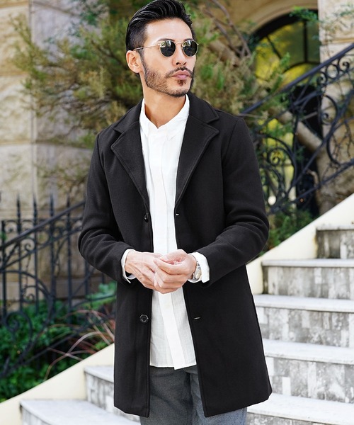 jiggys shop（ジギーズショップ）の「ウール混シングルコート チェスターコート（チェスターコート・メンズ・ネイビー/ブラック/ベージュ・MEDIUM/LARGE/X-LARGE）」の2枚目の写真